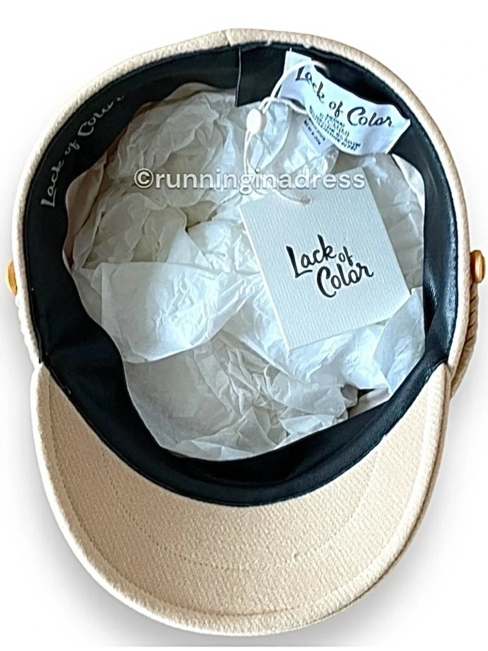 NWT Lack of Color Riviera Cap Cream Gold Anchor Button Baker Boy Hat M 57cm